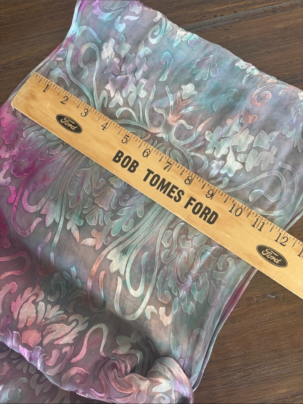 Burnout Tie Dye Fringe Scarf Pashmina Blue Pink Peach Paisley - Picture 4 of 6